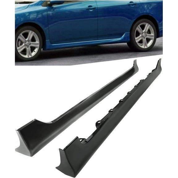 KOJEM Side Skirt Extensions Replacement Compatible with 2003-2008 Toyota Corolla Rocker Panels Guard Body Kit Black Plastic