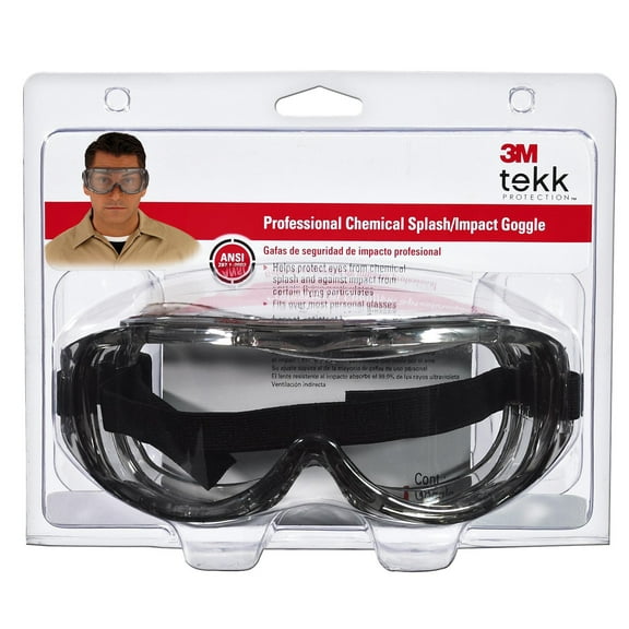 3M Chemical Splash/Impact Goggles - Wraparound Lens, Flame Resistant, Adjustable Headband, Vented, Lightweight, Comfortable, Anti-fog - Particulate, Airborne Particle, Chemical, Sp | Bundle of 5