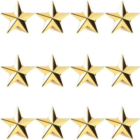 Gold Point Star Lapel Pins, Enamel Pin Set (1 in, 12 Pack)