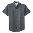 thumbnail image 5 of Mens Short Sleeve Easy Care Cotton/Polyester Shirt Steel Grey/ Light Stone 5X-Large, 5 of 6