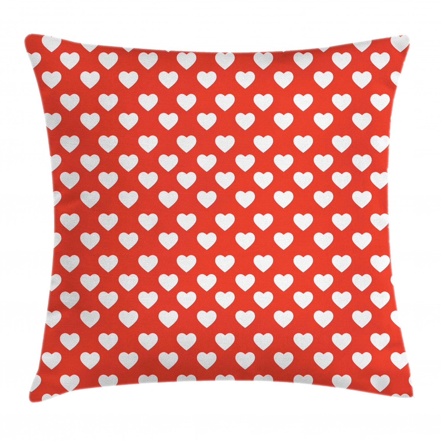 Red Throw Pillow Cushion Cover, Cute White Hearts On Vibrant Red 