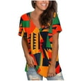 thumbnail image 2 of JTZGDY Western Shirts for Women Vintage African Dashiki Print Summer Short Sleeve Casual V Neck Contrast Color Ethnic T-Shirts Trendy Ladies Flowy Tunic Blouse Orange#01 XXL, 2 of 6