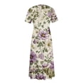 thumbnail image 7 of LWavelet Women's Plus Size Vintage Floral Maxi Dress Short Sleeve Tie Waist Casual Retro Boho Dress with Pockets Black 3XL, 7 of 7