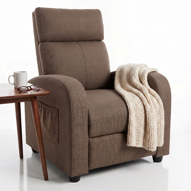 Vineego Massage PU Leather Recliner Adjustable Home Theater Seating Chair with Lumbar Support for Living Room,Brown