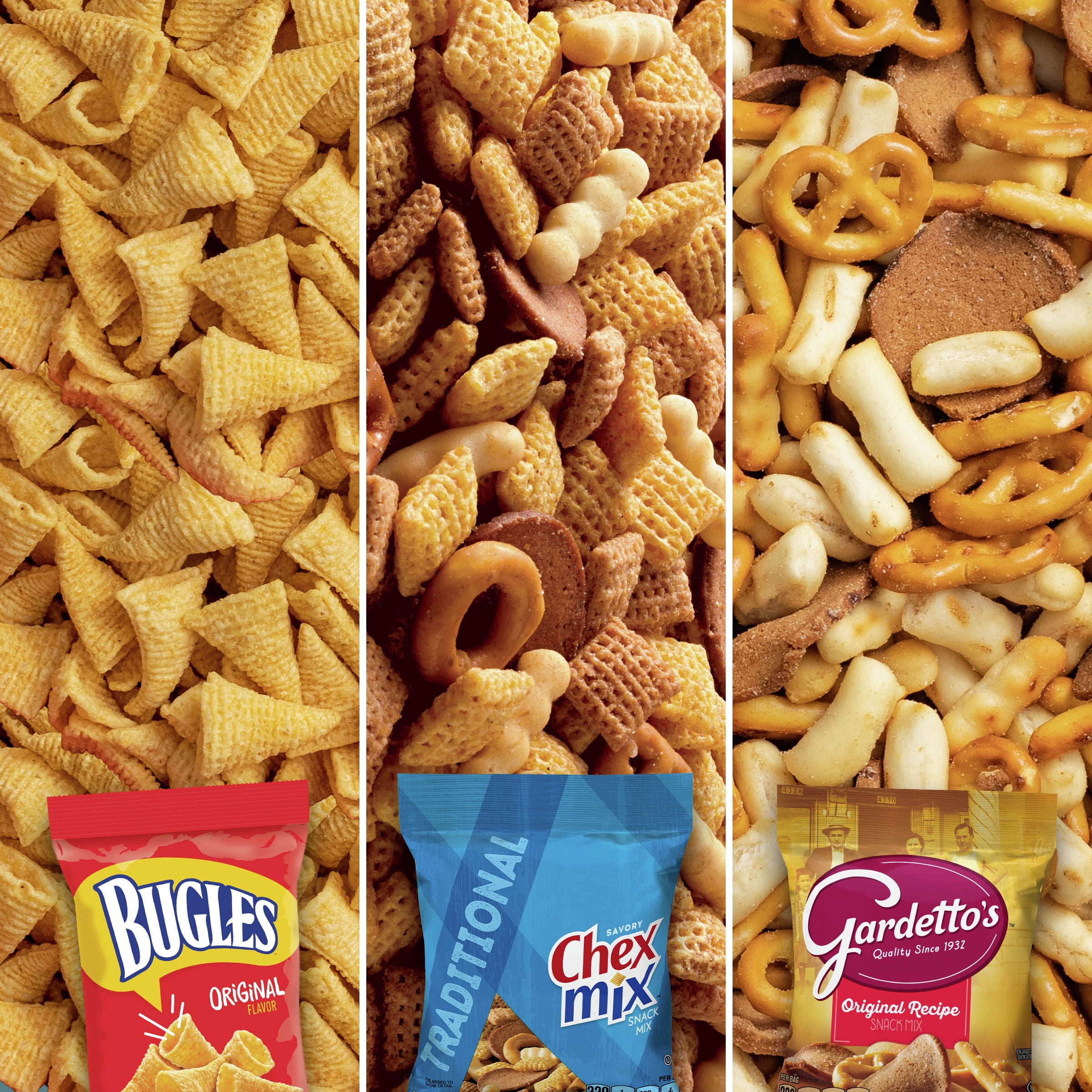 Bugles Chex Mix Gardetto's Family Favorites Variety Pack, Snack Bags, 40 ct