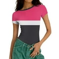thumbnail image 2 of Bovxnpu Short Sleeve T Shirts Summer Crop Tops Basic Gym Workout Clothes Print Ribbed Crewneck Fitted Slim Casual Top Summer Tops (Women's or Women's Plus), 2 of 6