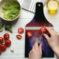 thumbnail image 3 of Galaxy Cutting Board, Famous Movie Prop Galaxy Theme Between Enemies Theme Stripe Illustration in Red, Decorative Tempered Glass Cutting and Serving Board, Wine Bottle Shape, Black, by Ambesonne, 3 of 5