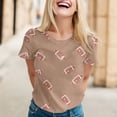 thumbnail image 2 of TSADFHJI Hauts pour Femmes Élégants Or T-Shirt Décontracté Imprimé Manches Courtes Col Rond Blouse TG Kaki, 2 of 5