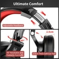 thumbnail image 6 of OneOdio Wired Headphones Over-Ear Headset with Mic Long Cords & Dual Plugs & Shareports for TV PC Phones-A71 Red, 6 of 9