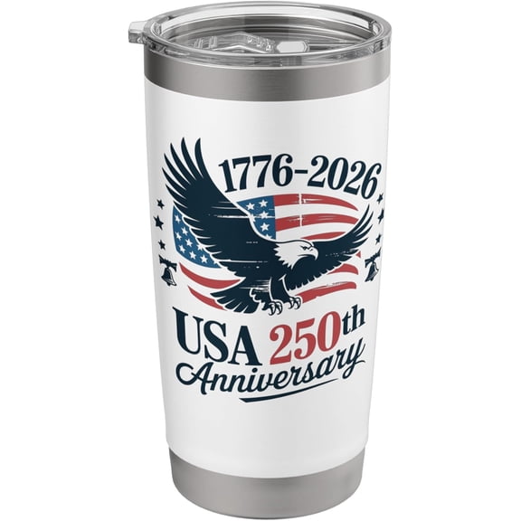 250 Years America 250th Anniversary 1776 2026 US 4th Of July Stainless Steel Insulated Tumbler