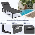 thumbnail image 2 of POTEBAN Heavy Duty Outdoor Lounge Chair, 350lbs Capacity Folding Recliner for Tanning & Pool, 1-Pack, Dark Gray, 2 of 6