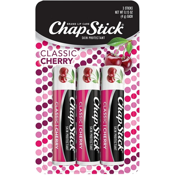 Chapstick Skin Protectant Lip Balm, Heals Dry and Chapped Lips, Classic Cherry Flavor, 1 Count, 0.15 Ounce