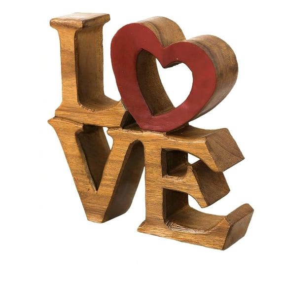 Decozen Home Decor Gifts for Mom Love Sign Letters Acacia Wood Figurine Decor - 1.5"D x 9"W x 8.5"H