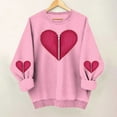 thumbnail image 2 of dazeni Valentine's Sweatshirt for Women Cute Love Heart Blouse Casual Long Sleeve Valentine Tshirt Fashion Clothes Tops Pink Large, 2 of 6