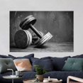 thumbnail image 1 of Black And White Gym Artwork With Bohemian Influence Featuring Dumbbells In Motivational Design On Canvas For Contemporary Wall Decor, 1 of 1
