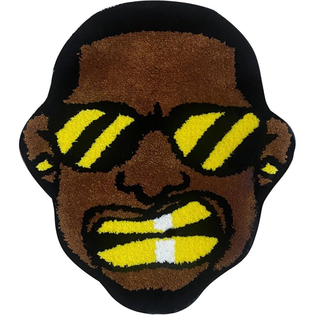 AIR-Angry Swag Man Rug, Hypebeast Rug Cool Rugs for Bedroom Aesthetic, High-Pile Soft Flocking Cool Room Decor for Guys, Funky Rug Y2k Rug for Living Room 24”×28” (Swag Man), Black Gold