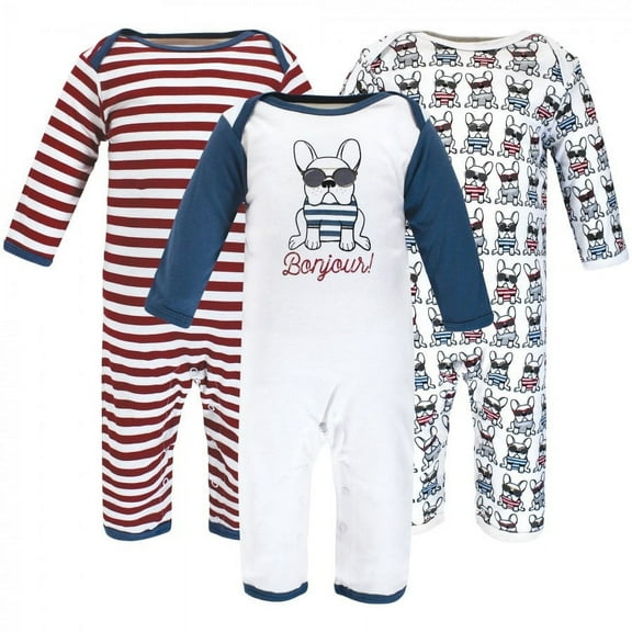 Hudson Baby Newborn Boy Cotton Coveralls, French Dog, 0-3 Months