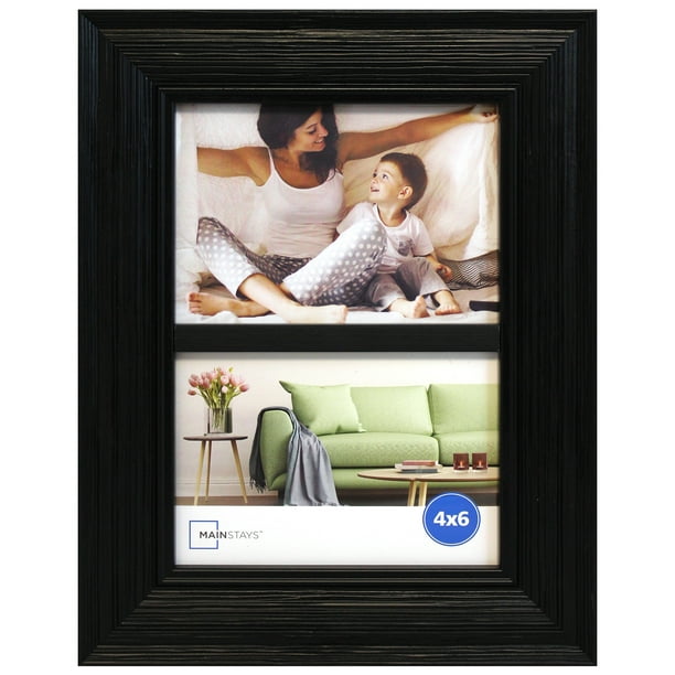 Mainstays 2Opening 4x6 Bevel Black Tabletop Picture Frame Walmart