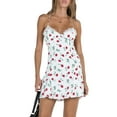 thumbnail image 1 of xiaxaixu Robe d'Été Courte à Fleurs Sans Manches Dos Nu Col en V Bretelles Spaghetti Robe Boho de Plage, 1 of 6