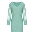 thumbnail image 3 of Blczomt Sparkly Women's Dresses Long Sleeve Birthday Party Mini Green Bodycon V Neck Sequin Sexy Dress, 3 of 5