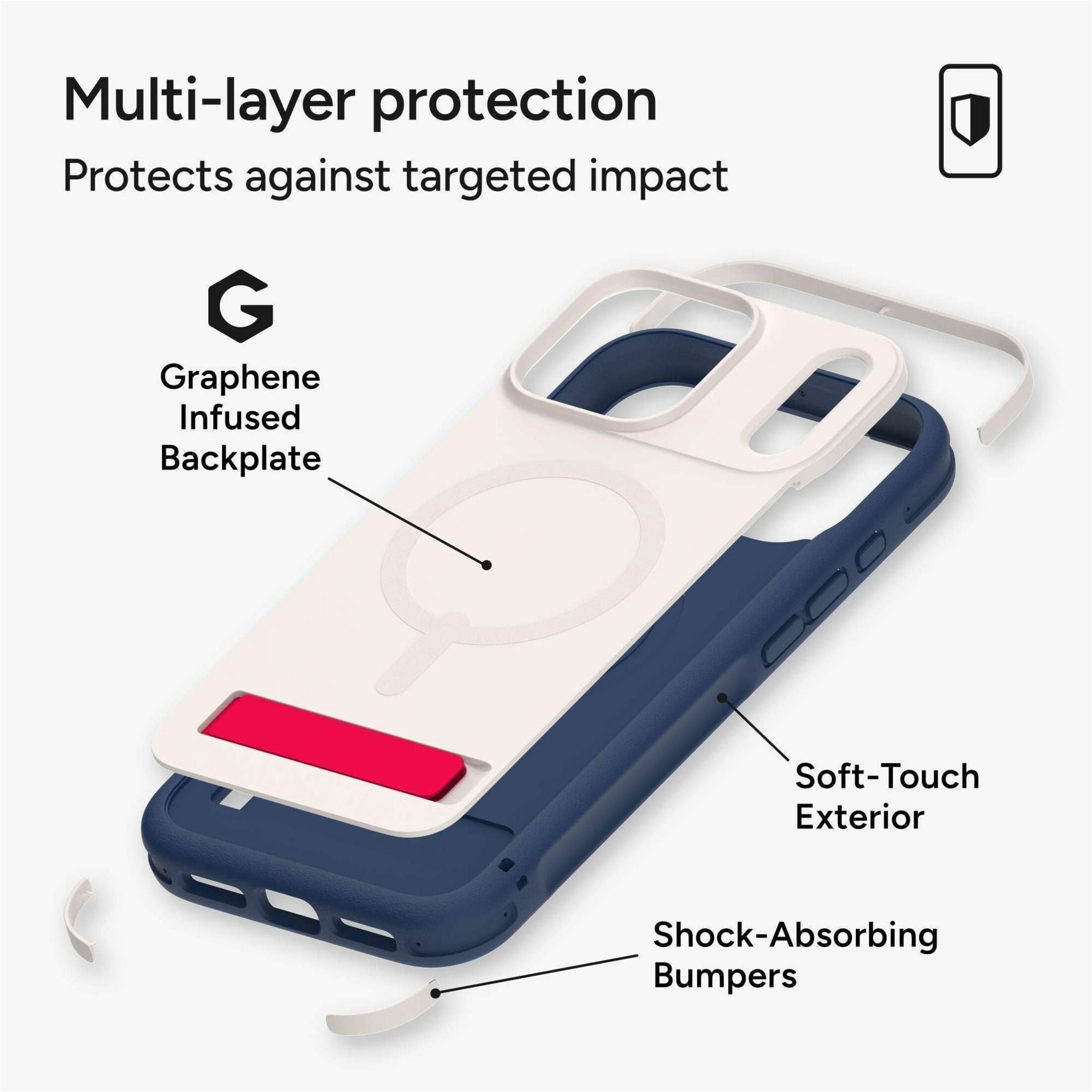 ZAGG Sedona Snap - Back cover for cell phone - with kickstand - MagSafe compatibility - red light and blue - for Apple iPhone Air