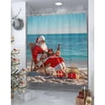 thumbnail image 4 of Coastal Christmas Shower Curtain, Red Santa Blue Beach Xmas Waterproof Washable Boho Funny Cute Shower Curtains Set for Bathroom Farmhouse Bathtubs Decor with Hook, 36"Wx72"L, 4 of 7