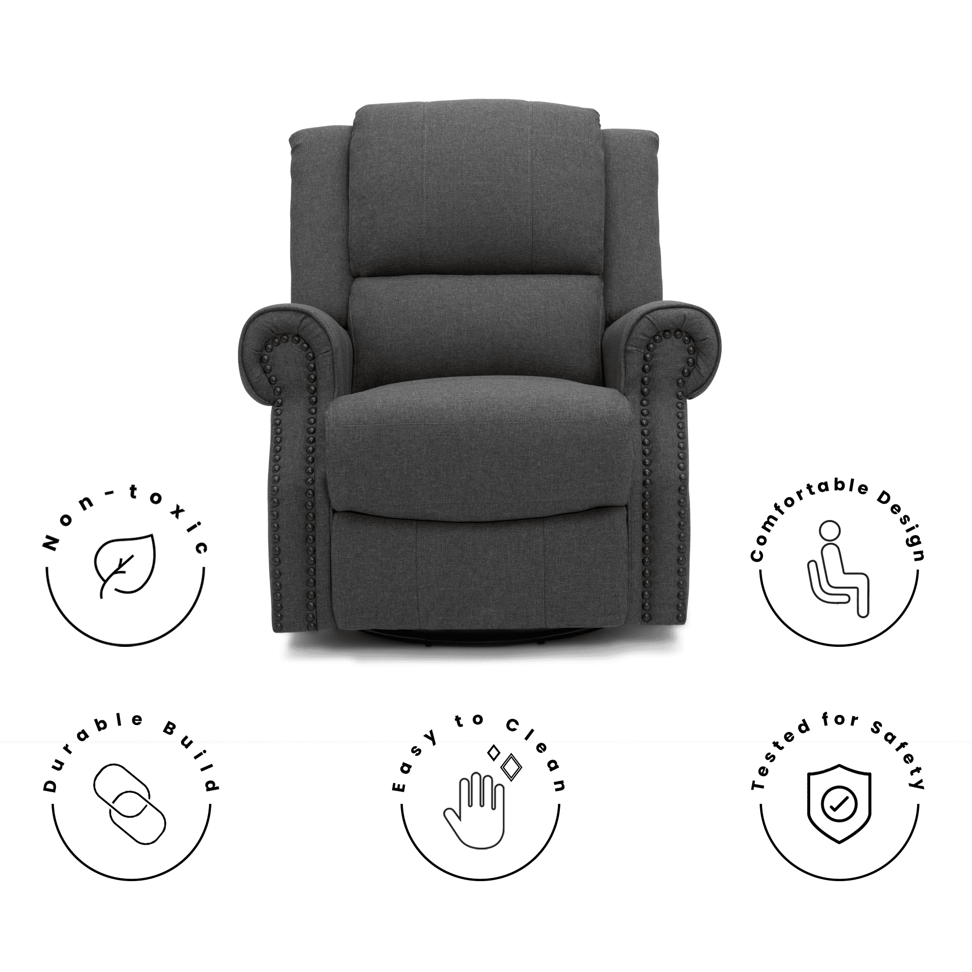 Delta children dexter nursery top recliner swivel glider chair