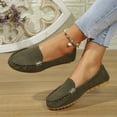 thumbnail image 5 of Women's Suede Moccasin Loafers with Metal Accent, Comfortable Slip-On Casual Shoes, Footwear for Everyday Wear and Office Settings Army Green 43, 5 of 9