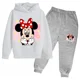 thumbnail image 3 of Conjunto de 2 piezas de sudadera con capucha y pantalones de manga larga con estampado de dibujos animados de Mickey Minnie para primavera y otoño, ropa deportiva informal para niños y niñas, 3 of 5