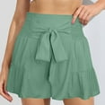 thumbnail image 2 of MIUOWANP Women's Elastic Waist Shorts Pleated Drawstring Waist Shorts Solid Color Relaxed Fit Shorts Size XL(10)Mint Green, 2 of 6