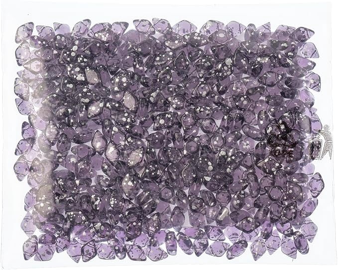 Matubo Czech Gemduo 2-Hole 50g Amethyst/Silver Splash 20060-15481 Glass beads for Jewelry Making, DIY Crafts & Decoration