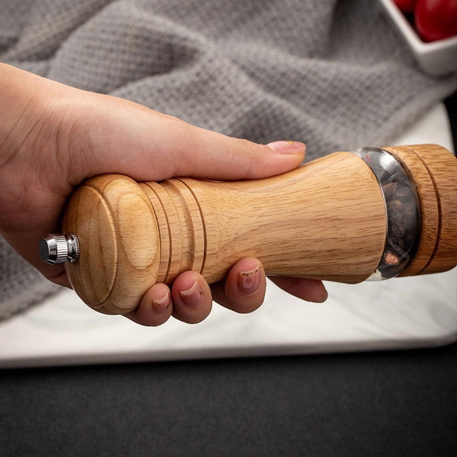 TL New Manual 6inch Pepper Grinder Rubber Wood Sichuan Pepper Sea Salt Freshly Ground Pepper Powder Seasoning Jar Spice Grinder Bottle