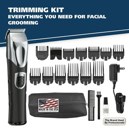 Wahl - Trimmer with 13 Guide Combs - Black/Silver