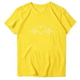 thumbnail image 3 of Valentines Day Shirt for Women Heart Print Round Neck Tee Fashion Casual Short Sleeve Tops ,Yellow,3XL, 3 of 7