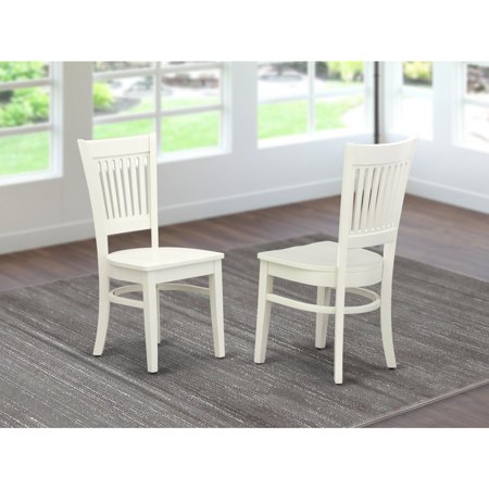 HomeStock Retro Renaissance Wooden Dining Chairs 2-Piece Set-Wooden Seat And Slatted Back With Linen White Finish