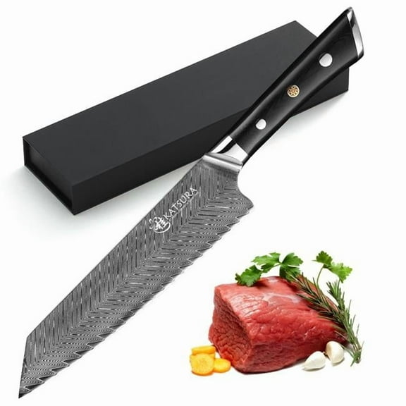 Katsura Cutlery CKTD21G 8 in. Thunder-X Series 50 mm Ultra-Wide Blade Damascus Gyuto Chef Knife