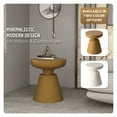 thumbnail image 6 of LeisureMod Minimalist Modern Side Table Round Fiberstone Tabletop Pedestal Base, Accent Table for Home Patio Living Room Weather-Resistant Isle, Brown, 6 of 11