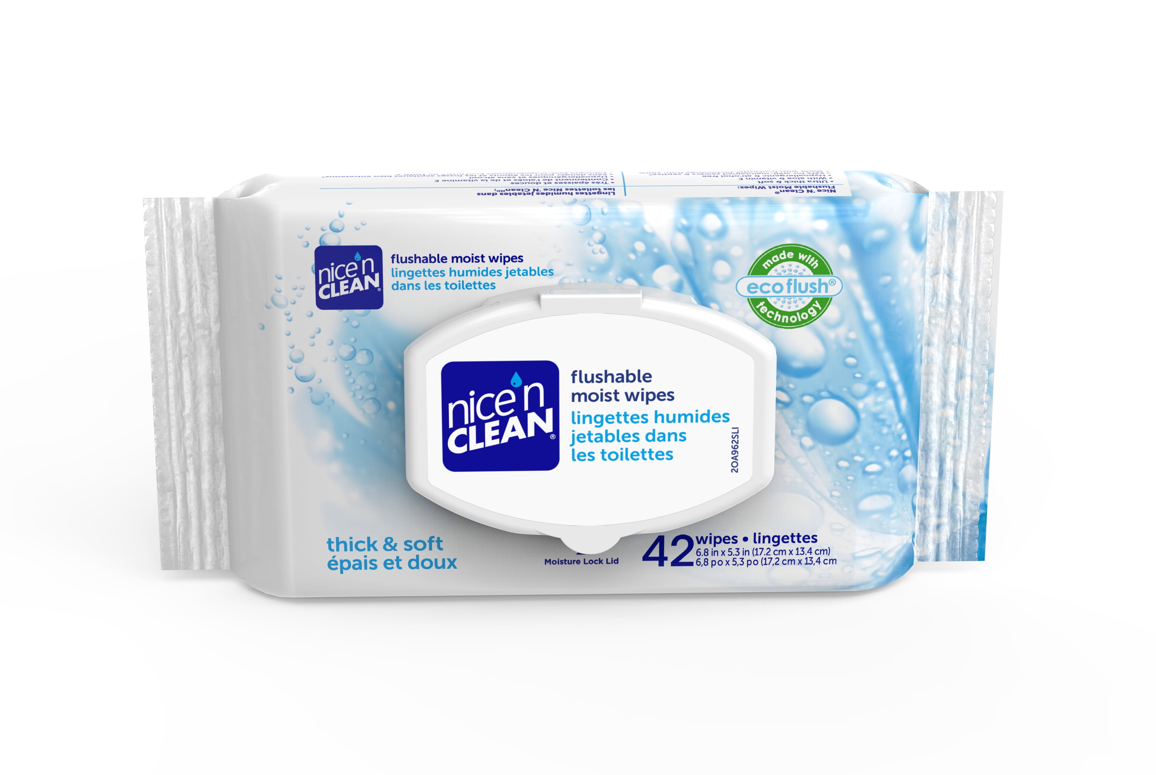 Pack of 2. 180 Count Nice 'n Clean Thick & Soft Flushable Moist Wipes 