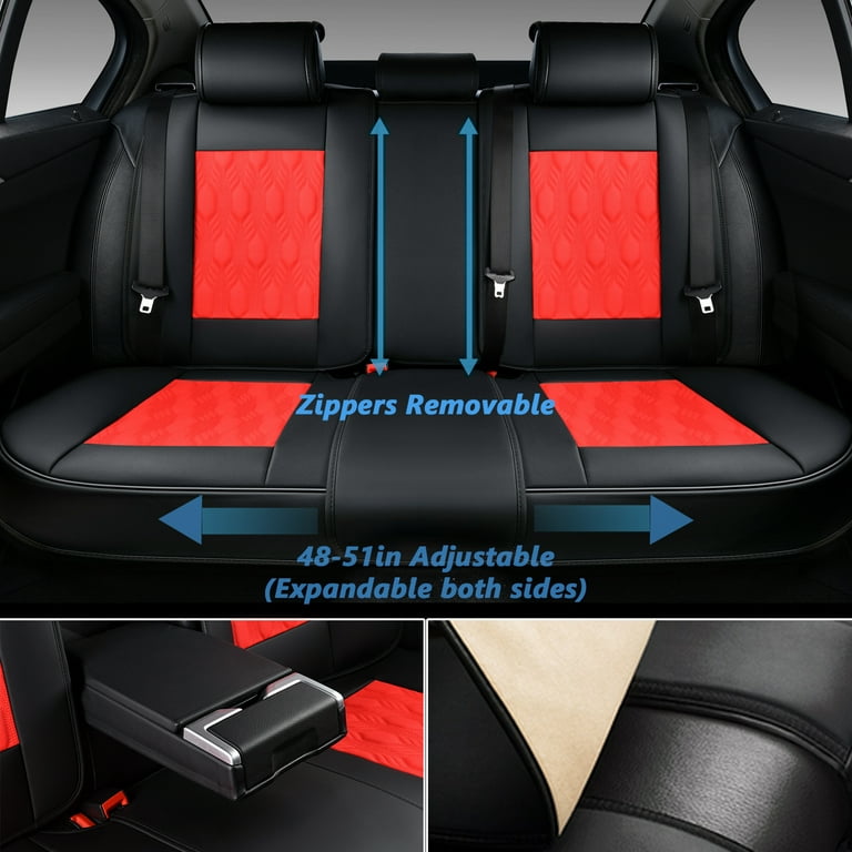 Coverado Auto Seat Covers Super Breathable Faux Leather Car Seat Cushions Waterproof Auto Interiors Full Set Universal Fit Most Vehicles Sedans and Su SCU21