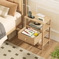 thumbnail image 3 of LEYAOYAO End Tables Set of 2 for Living Room with Charging Station, Side Table with Drawer and Adjustable Storage Shelf, Natural Oak, 3 of 9