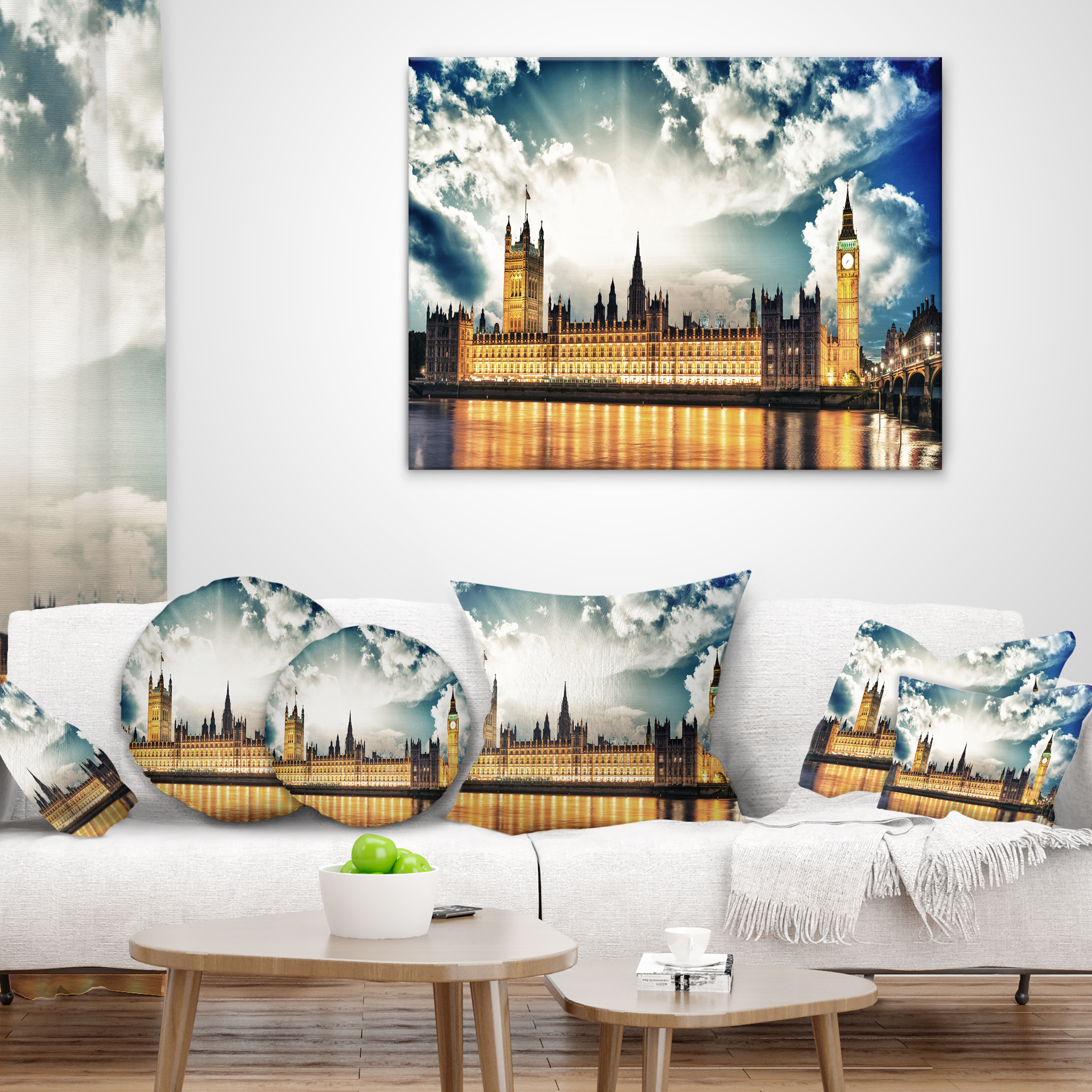 Designart Big Ben UK and House of Parliament - Throw Pillow - 12x20
