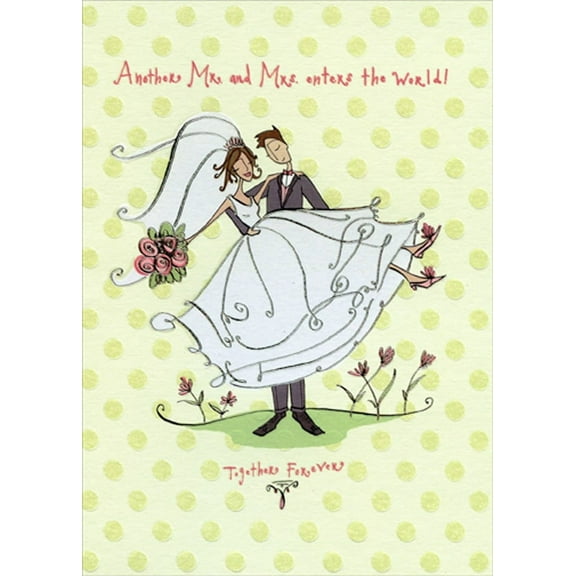Designer Greetings Groom Carrying Bride: Silver Foil Trim Congratulations Wedding Card