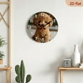 thumbnail image 5 of 2D Flat 1pc 10Inch 25cm Wooden Round Wall Clock with Cute Poodle Design - Silent, Battery Operated - Ideal for Bedroom, Living Room, Study, Garage, for Man Cave Decor, Clock Wall Decor, 5 of 7