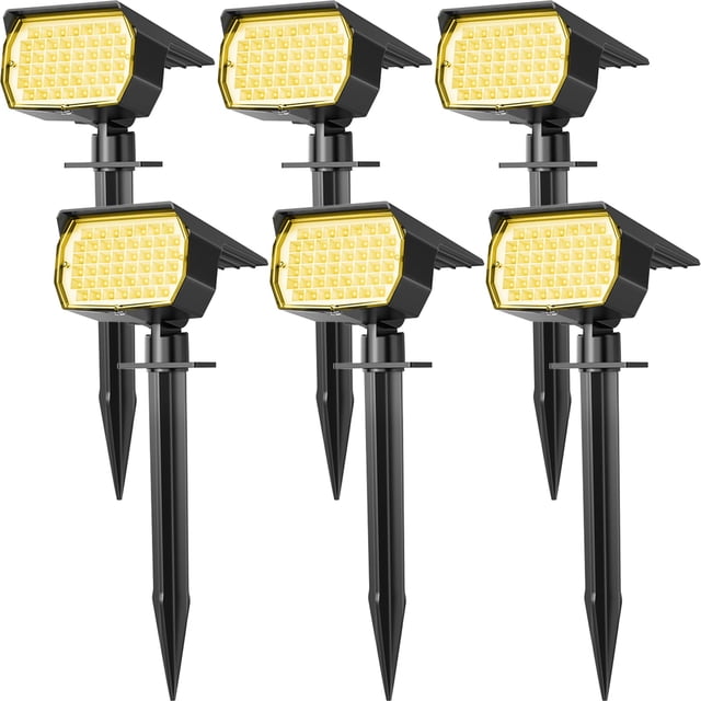 Luces Solares de Foco WENATY Paquete de 6 con 46 LEDs, Impermeables IP65