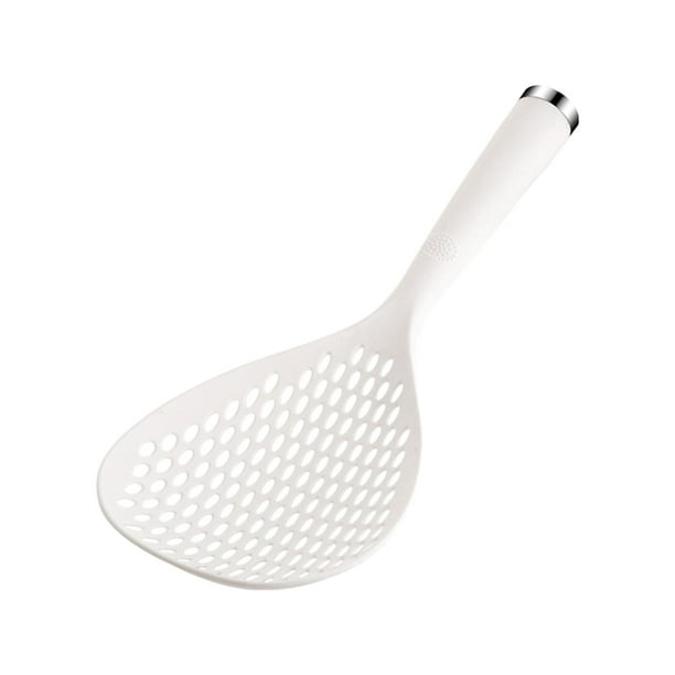 Escurridor de pasta, cuchara para pasta con mango largo, cuchara antiescaldado, espumadera de cocina con mango para albóndigas de fideos vegetales Blanco mayimx Colador de cocina