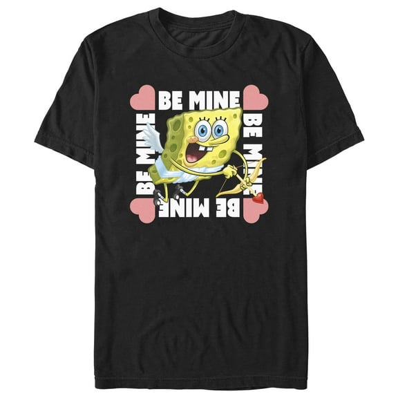 Men's SpongeBob SquarePants Cupid Be Mine  Graphic Tee Black 3X Large