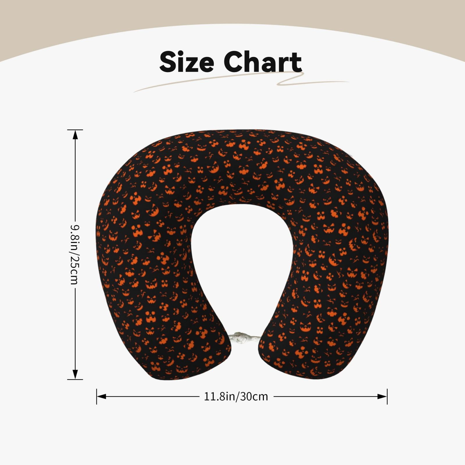 Xecao Spooky Pumpkin Face Print Memory Foam Cervical Neck Pillow Versatile U-Shaped Pillows for Home,Office,Camping,Travelling,Soft Washable Cover