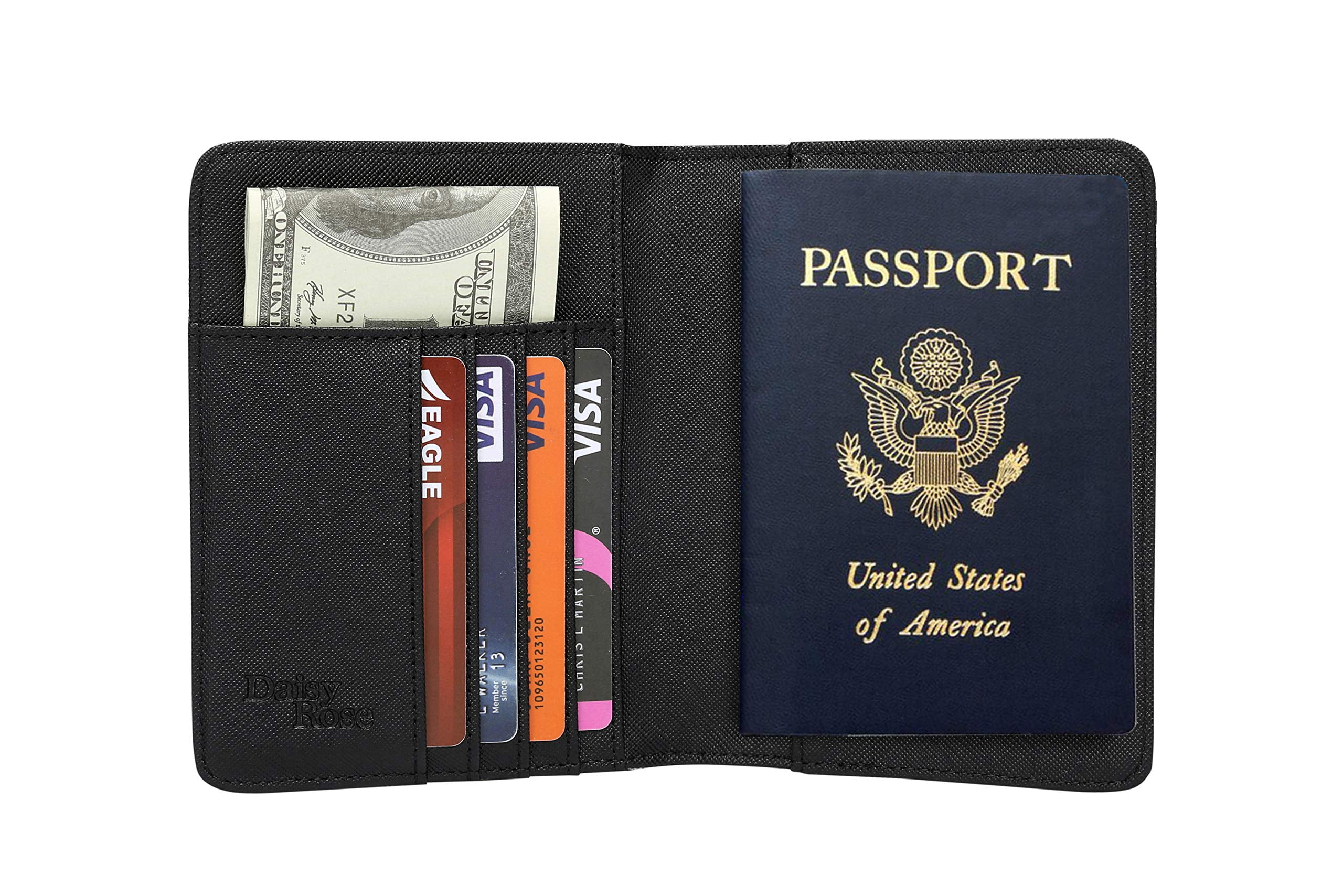 Daisy Rose RFID Blocking Passport Holder - Luxury PU Vegan Leather