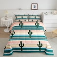 thumbnail image 2 of Feelyou Western Cactus Plant Bedding Comforter Set for Kid, Rustic Farmhouse Twin Comforter Sets, Modern Art Stripes Bedding Set, Ultra Soft Bedroom Decor, 2-Piece, 2 of 8