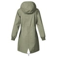 thumbnail image 4 of Women's Anorak Jackets Autumn Winter Solid Color Hoodie Pockets Zipper Mid Long Length Jacket,Green Women's Anoraks M, 4 of 5
